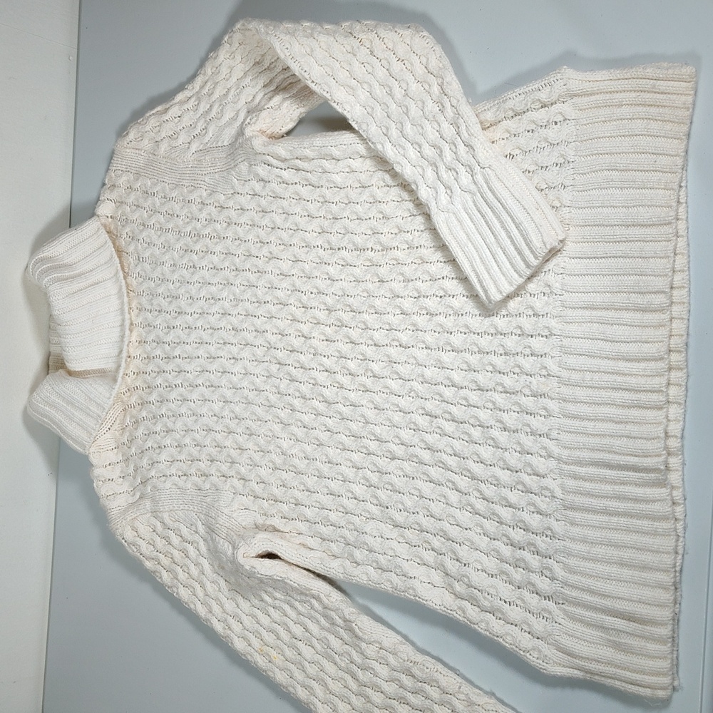 J. Crew wool blend chunky cable knit‎ turtleneck fisherman sweater S